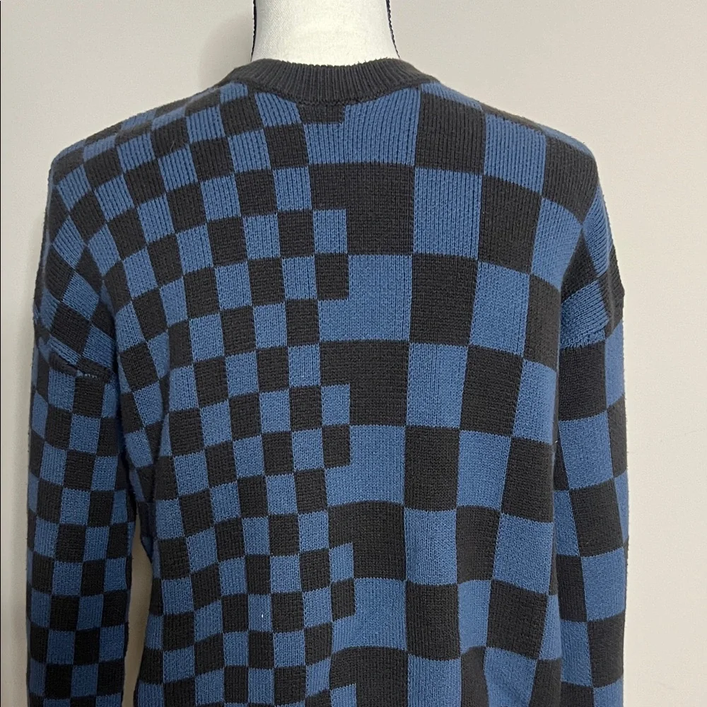 Kid’s Blue and Black Checkered Crewneck Sweater